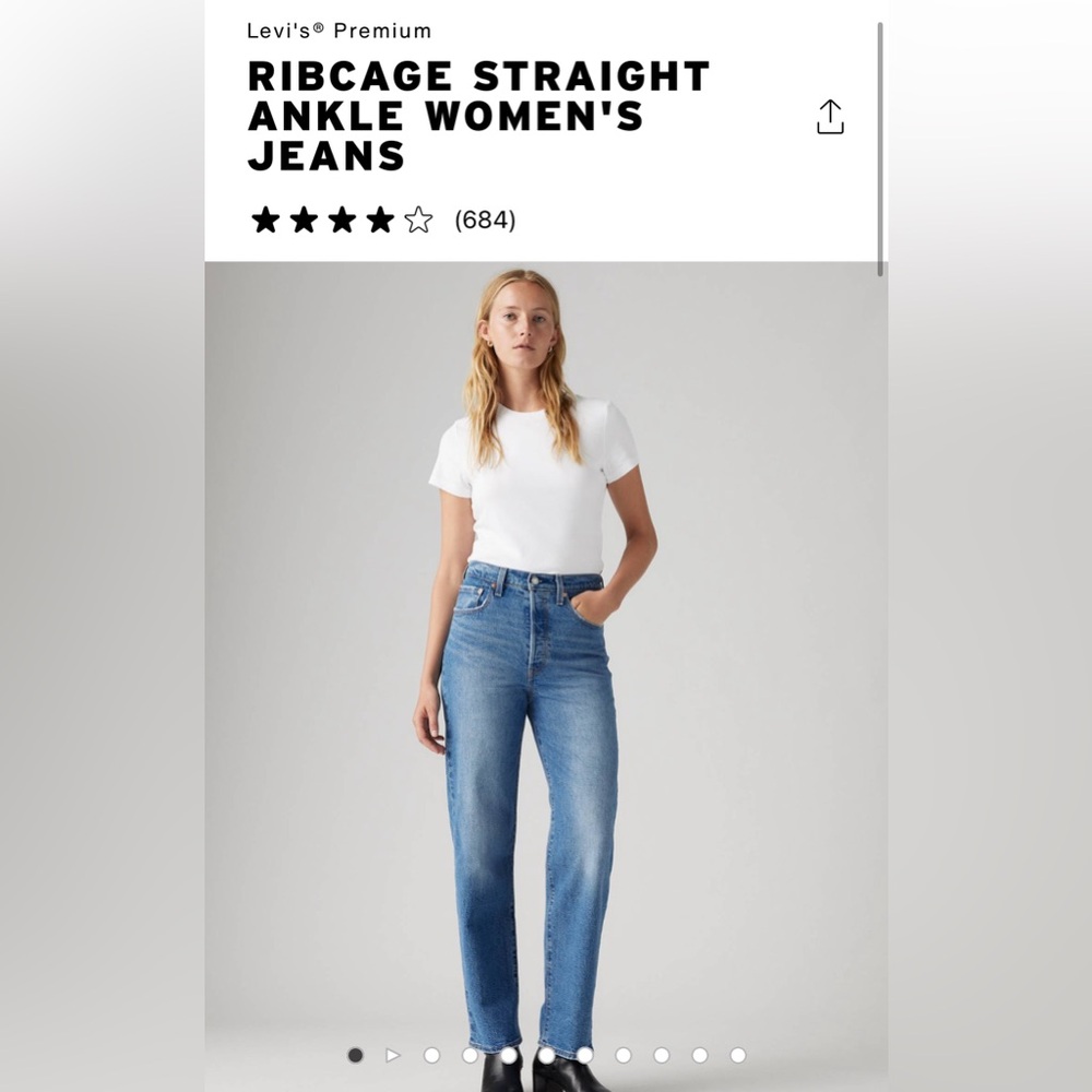 Levi’s Ribcage straight ankle jeans. Size 27W X 29L.